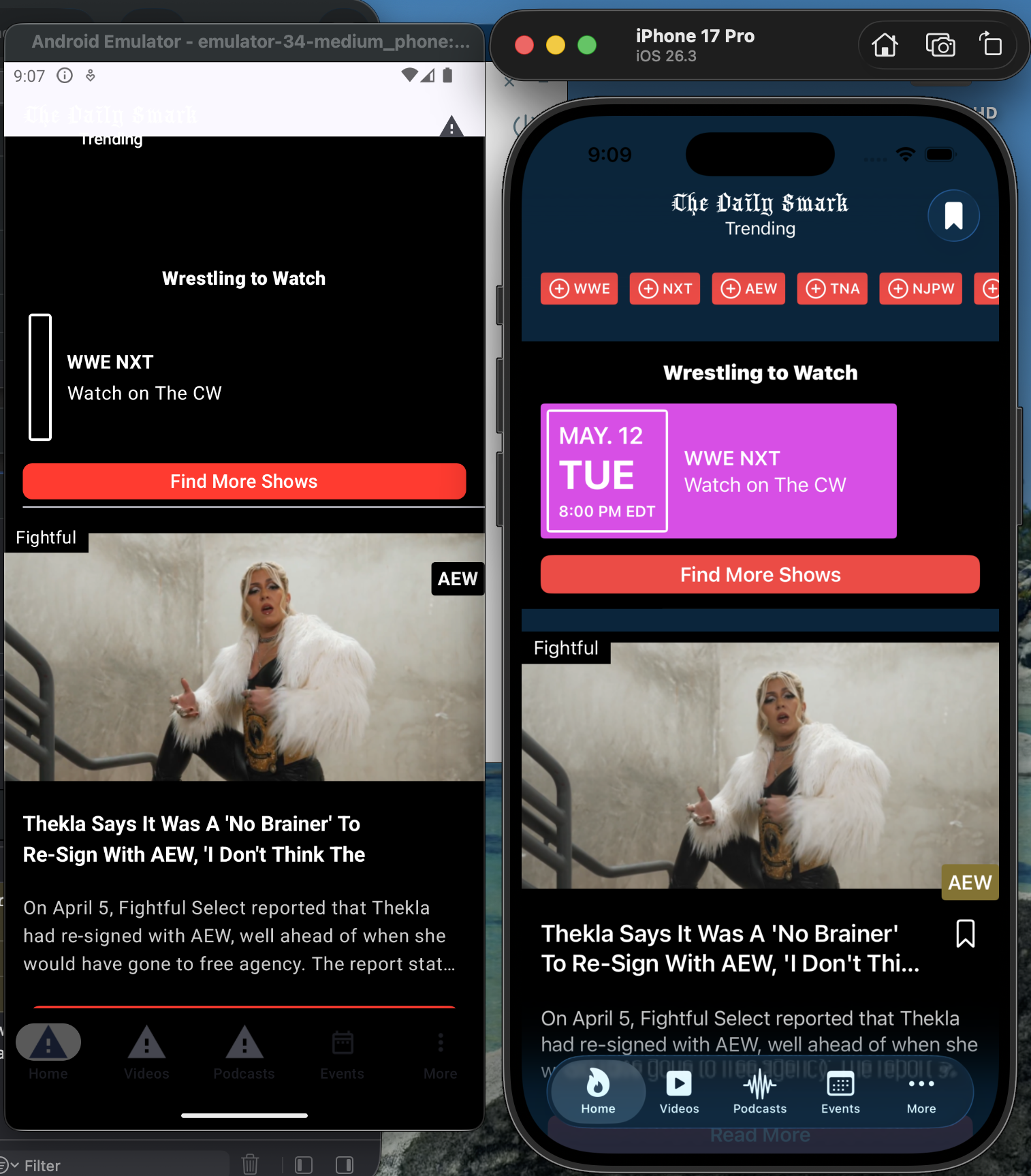 A screenshot of The Daily Smark's early view of the Android app